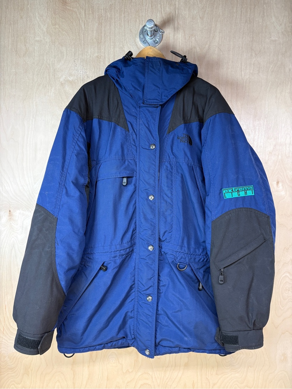 Vintage The North Face Blue and Black Ski Jacket with Hood